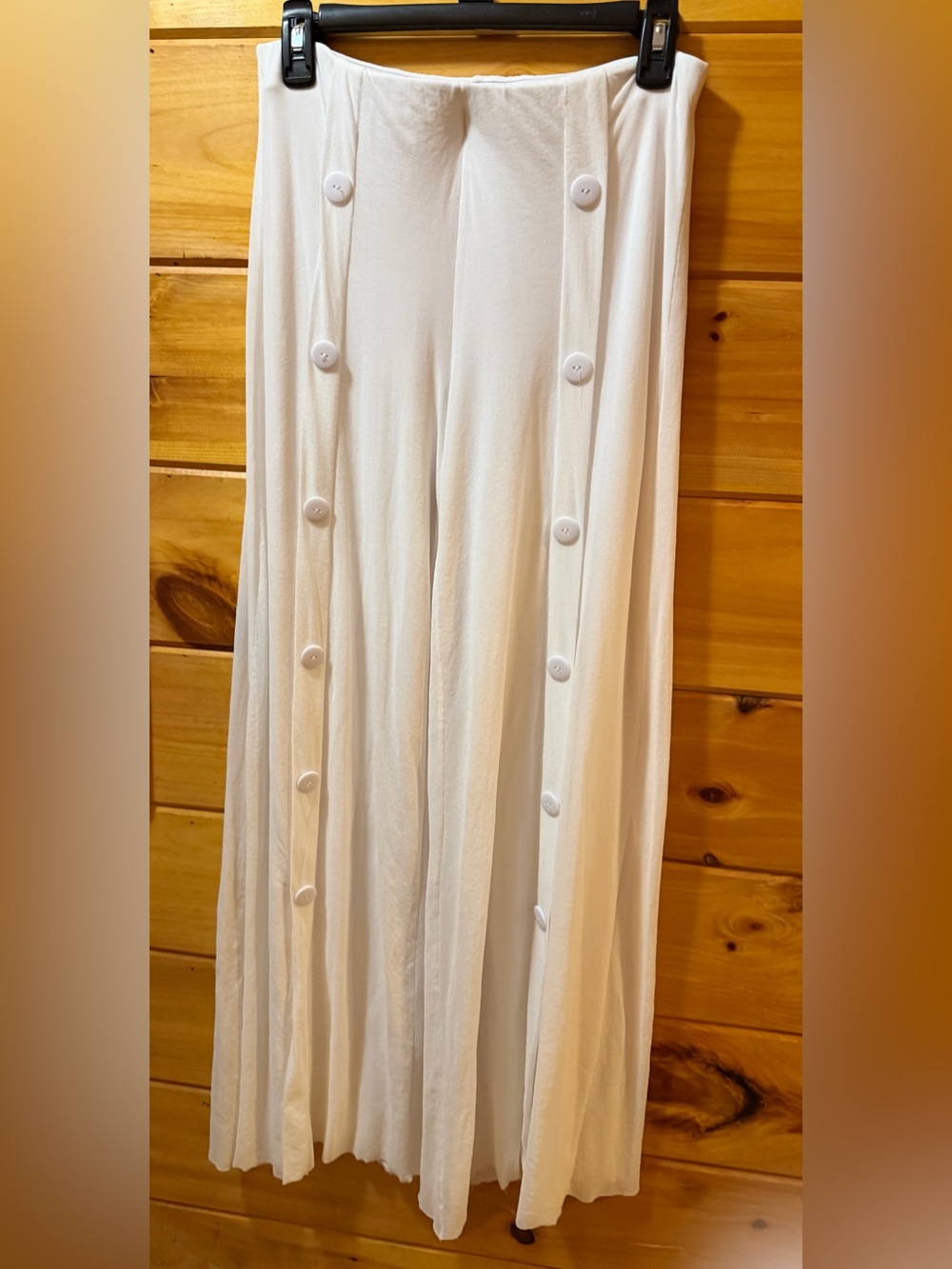 Petit Pois by Viviana G White Wide Leg Button Detail Pants M Resort